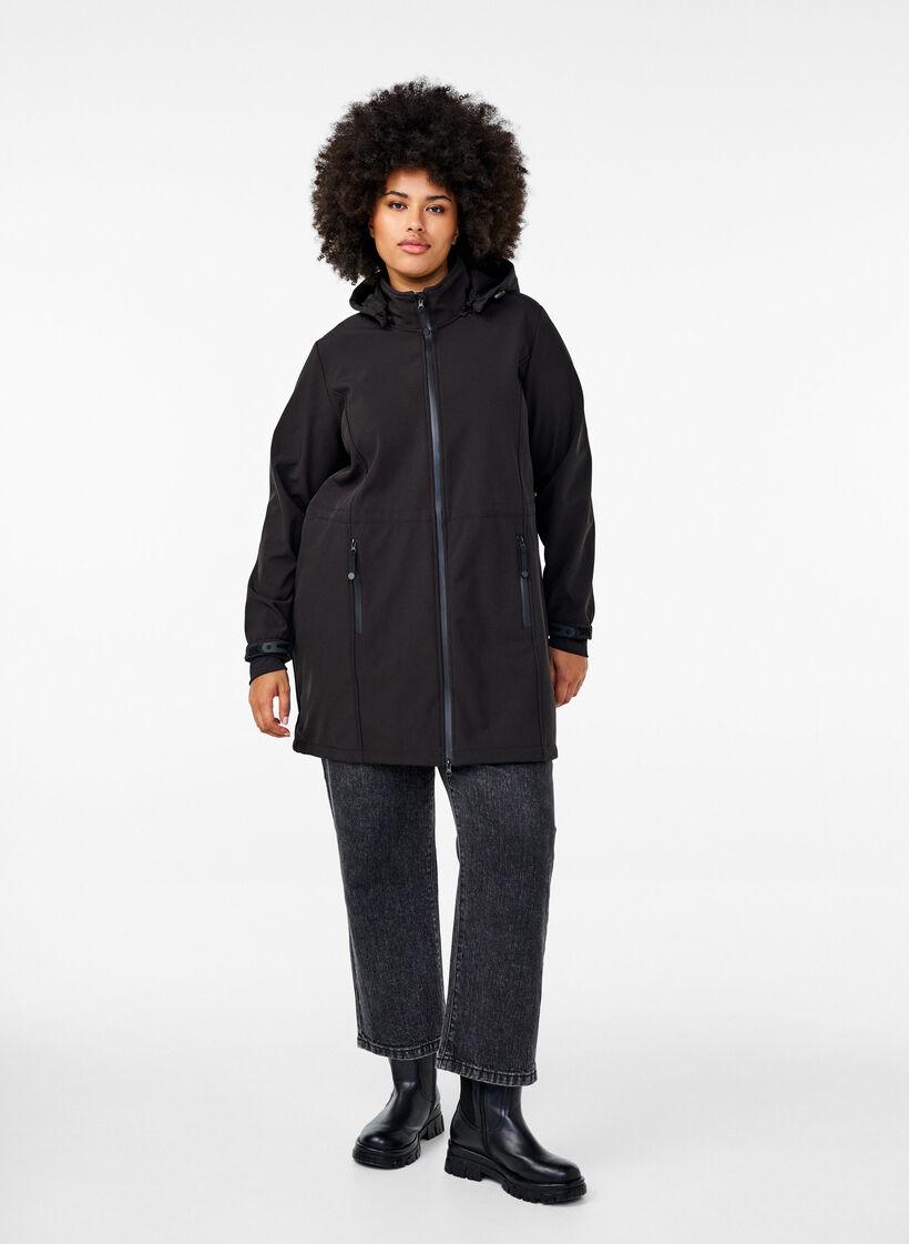 Veste softshell avec capuche amovible, Noir, Model image number 1