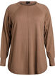 Blouse en maille &agrave; col rond et motif tricot&eacute;, Marron, Packshot image number 0