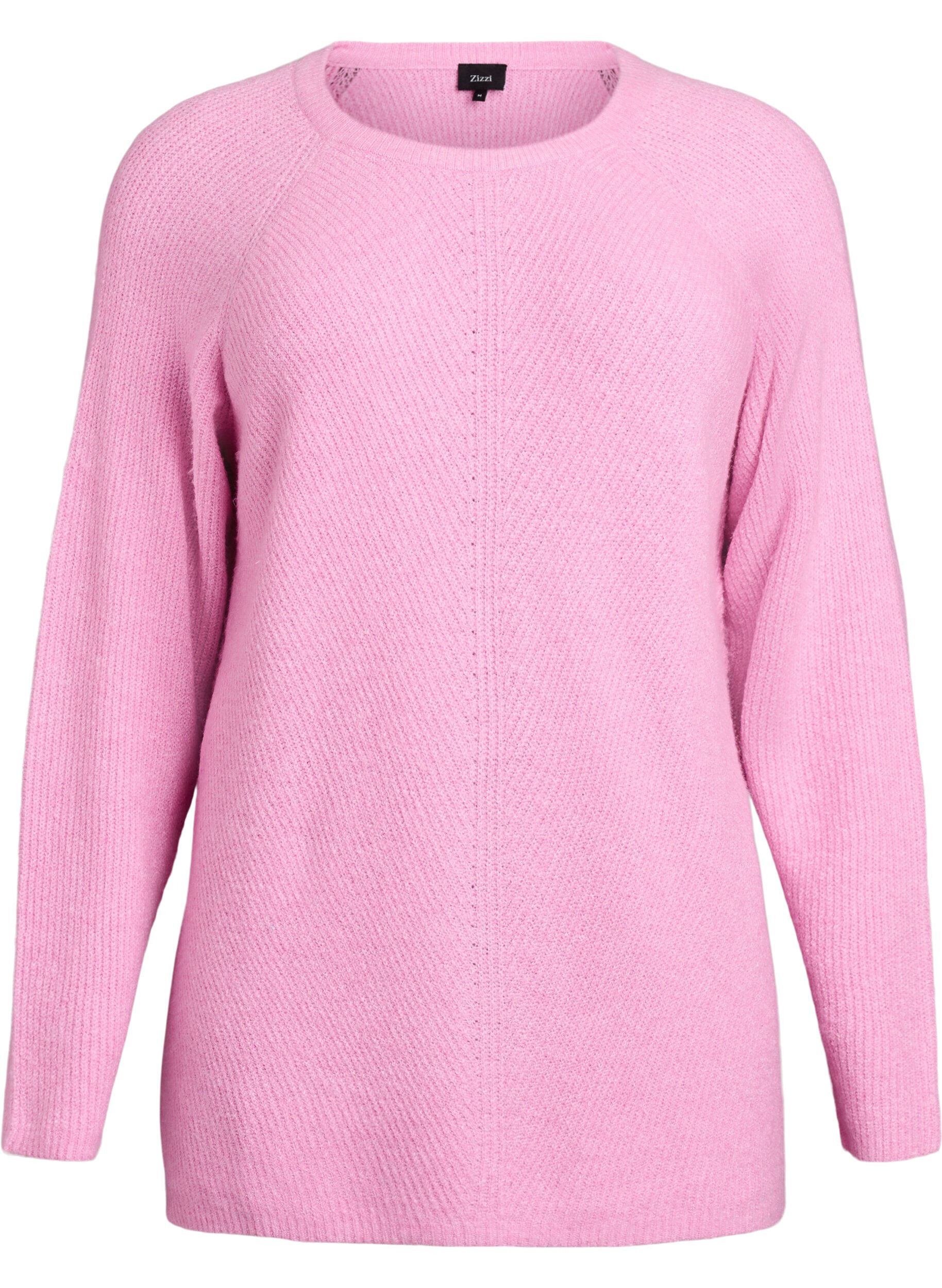 Pull en maille &agrave; motif diagonal et manches raglan