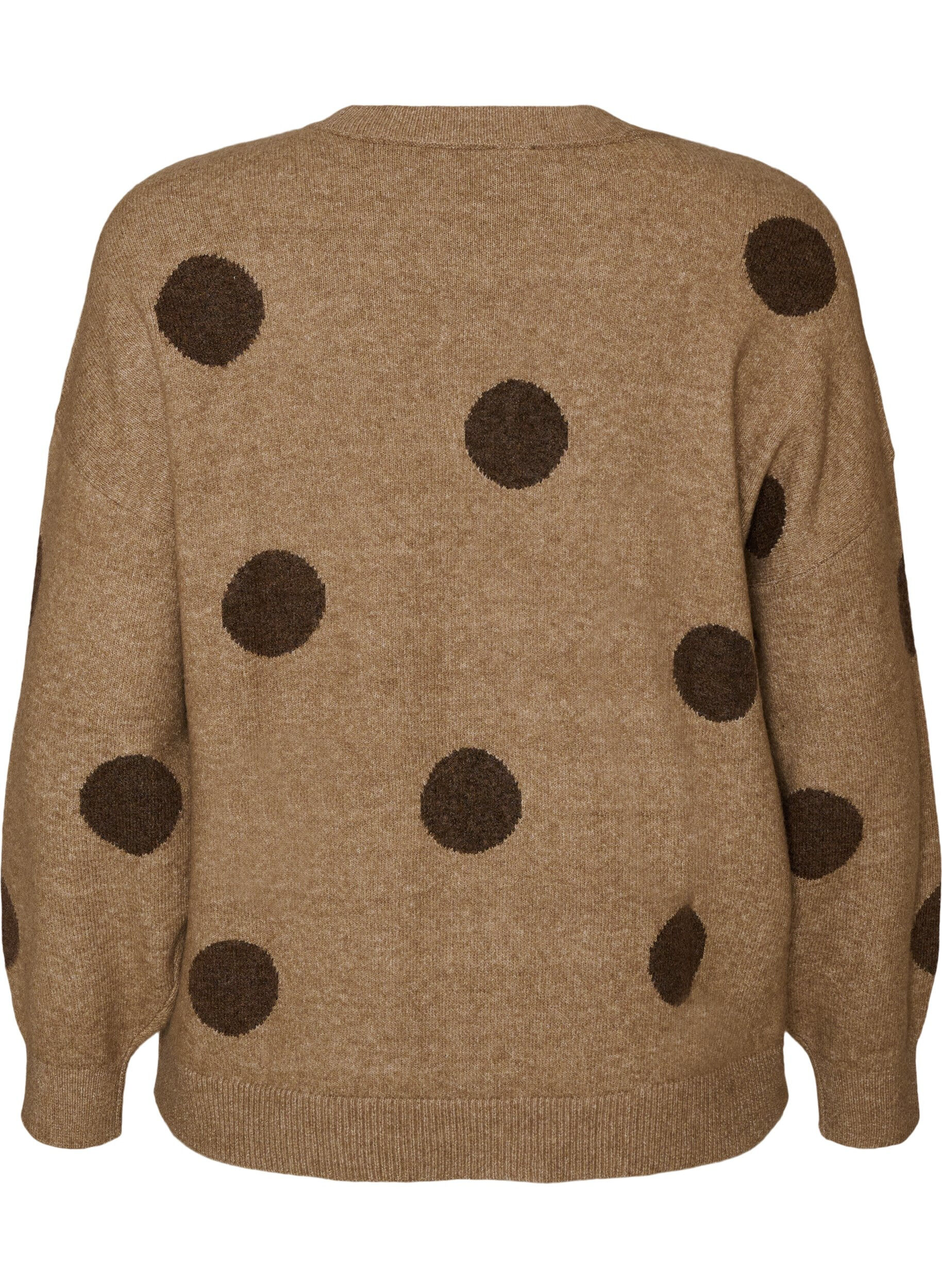 ZizziBlouse en maille &agrave; pois, Marron, Packshot image number 1