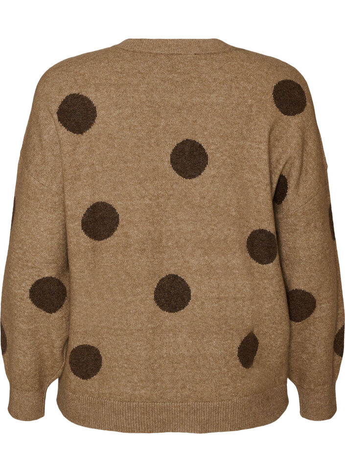 Blouse en maille &agrave; pois, Marron, Packshot image number 1