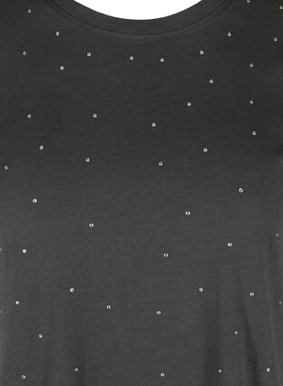 T-shirt en coton à manches courtes avec pierres décoratives , Black Acid, Packshot image number 2