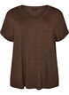 Basic T-shirt col V en viscose, Marron, Packshot image number 0