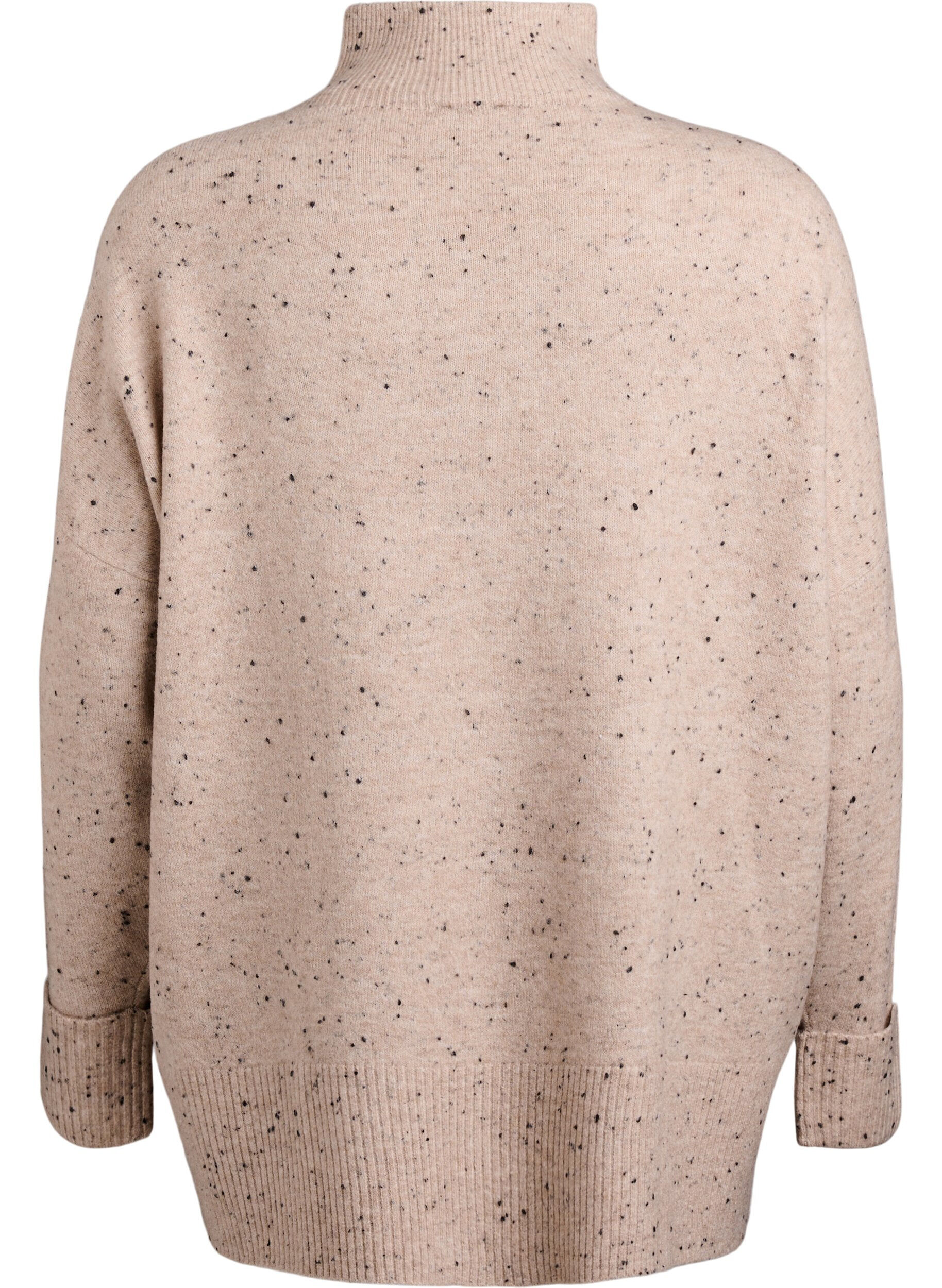 Zizzi Pull en maille avec col montant et motif &agrave; pois, Beige, Packshot image number 1