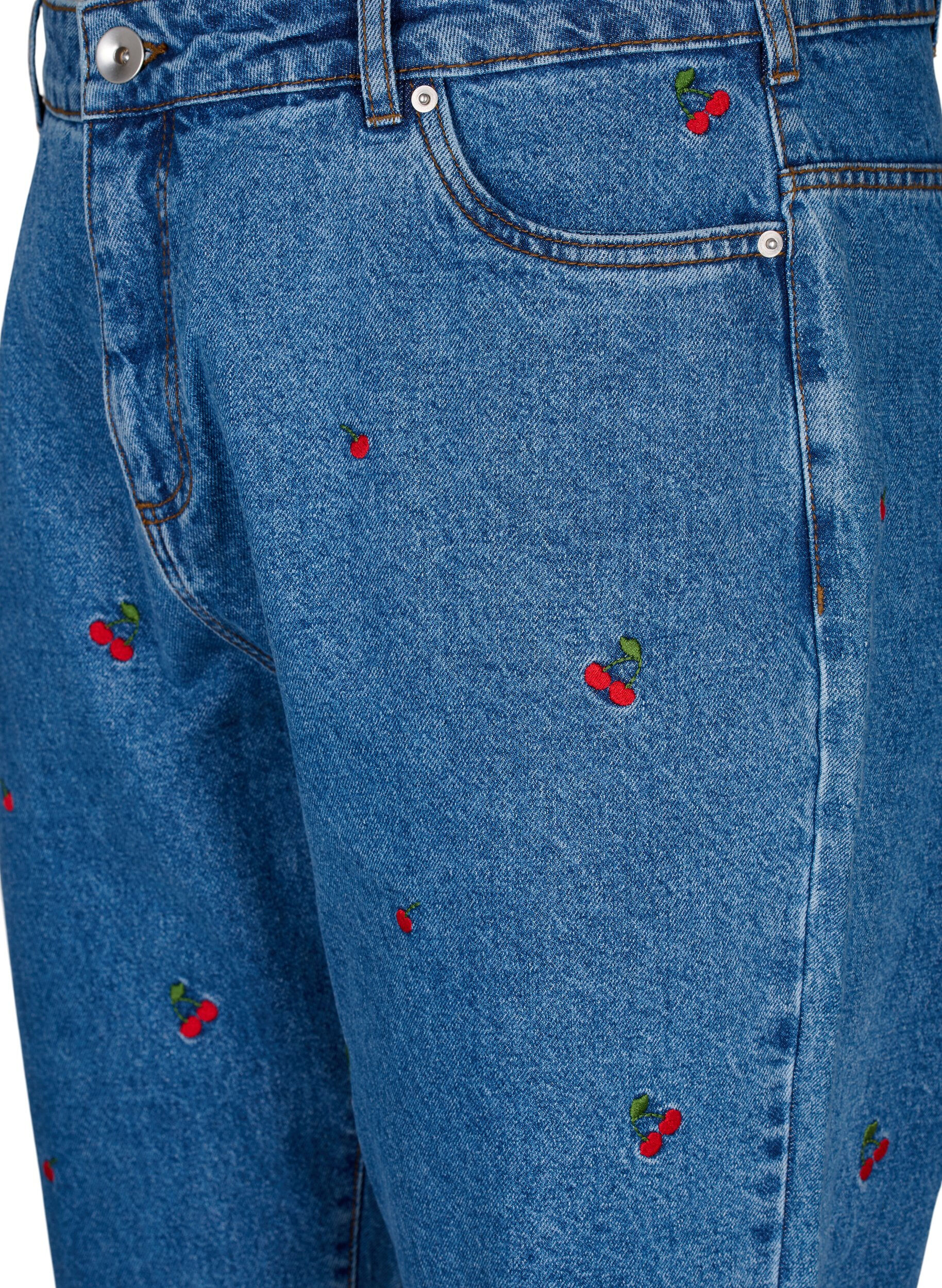 Zizzi Jeans Mille coupe Mom avec broderies, Bleu Clair, Packshot image number 2