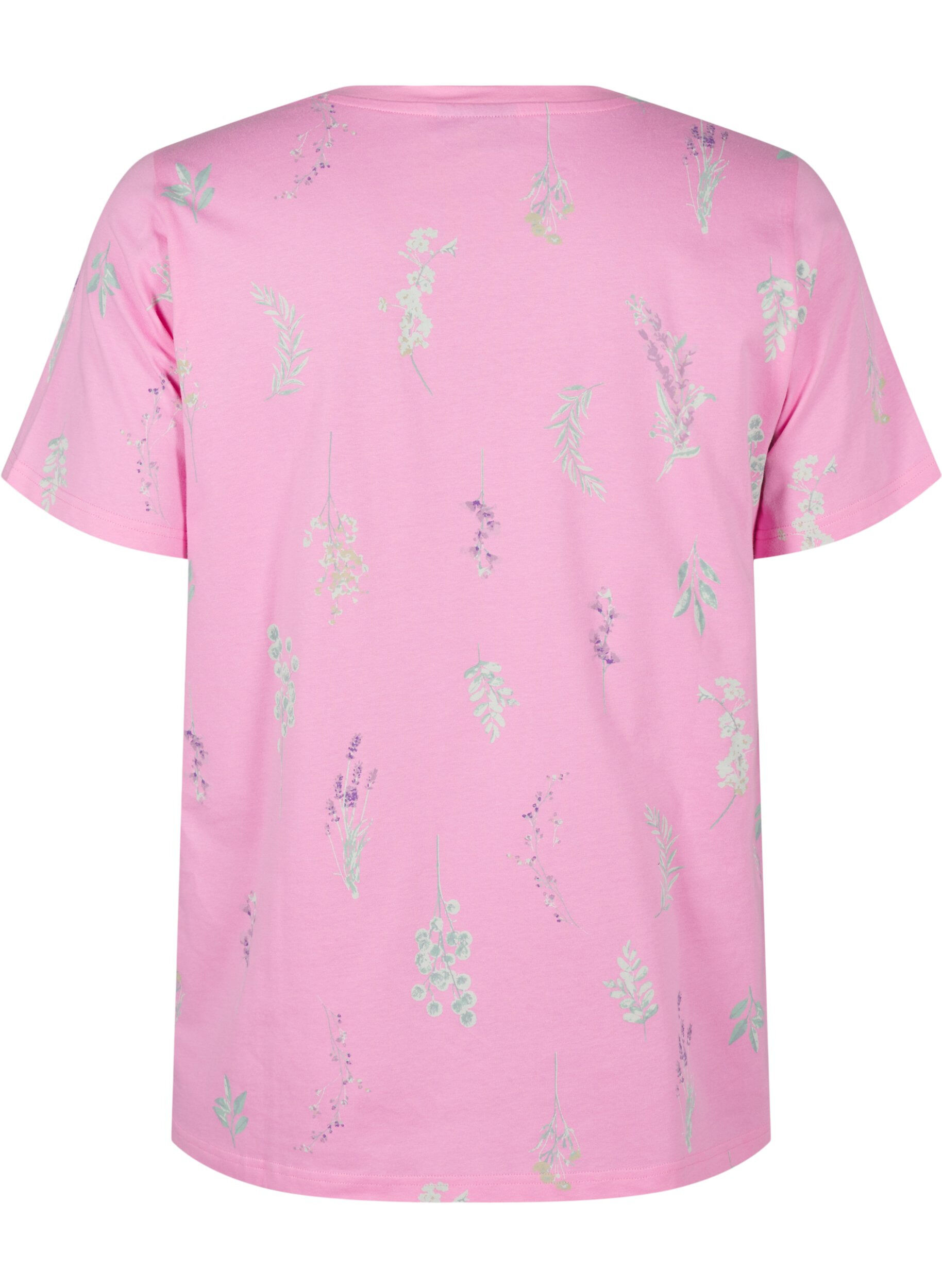 Zizzi T-shirt en coton biologique avec imprim&eacute; floral, Rosebloom W. Flower, Packshot image number 1
