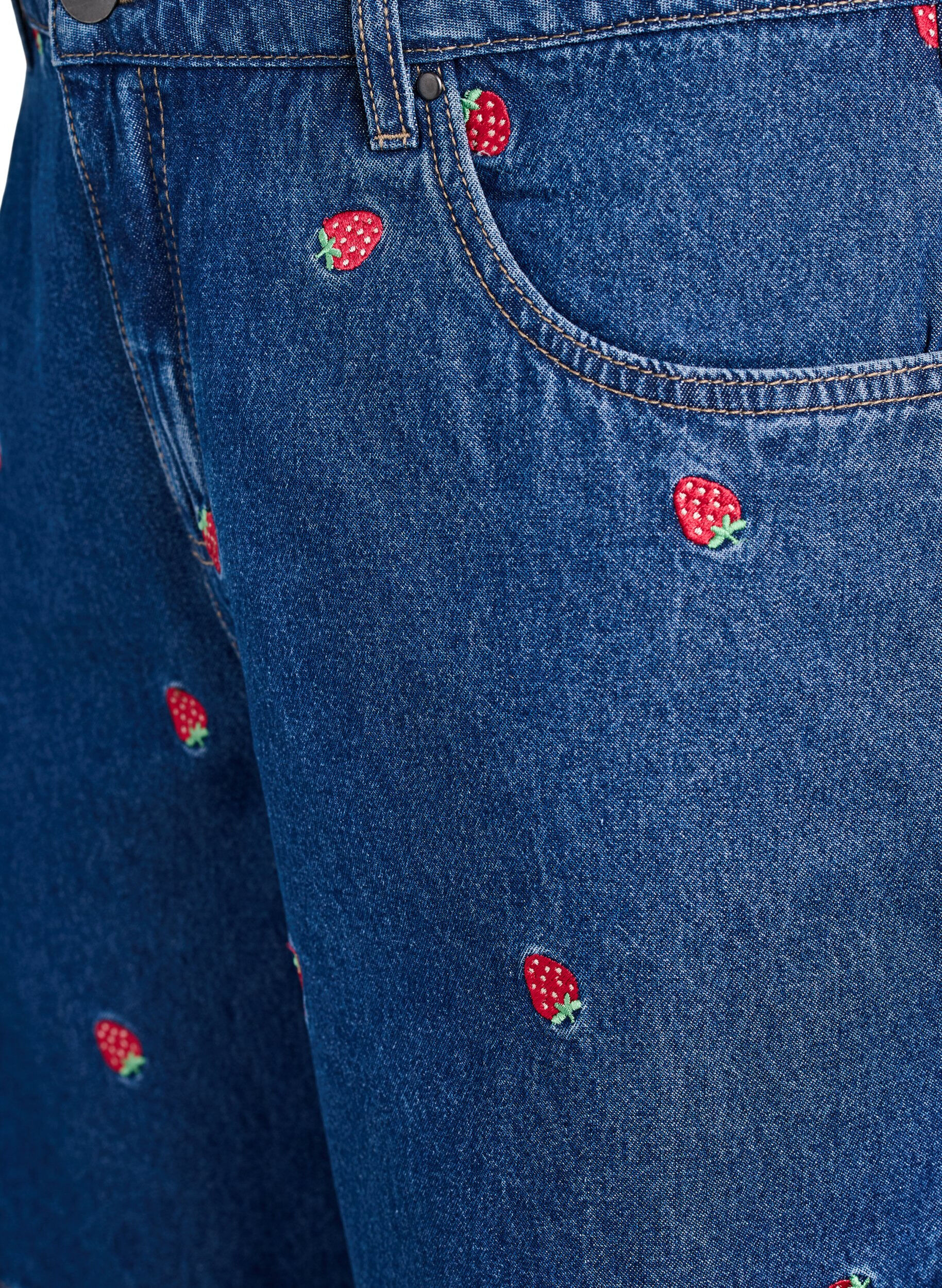 ZizziShorts en jean avec fraises brod&eacute;es, Bleu, Packshot image number 2