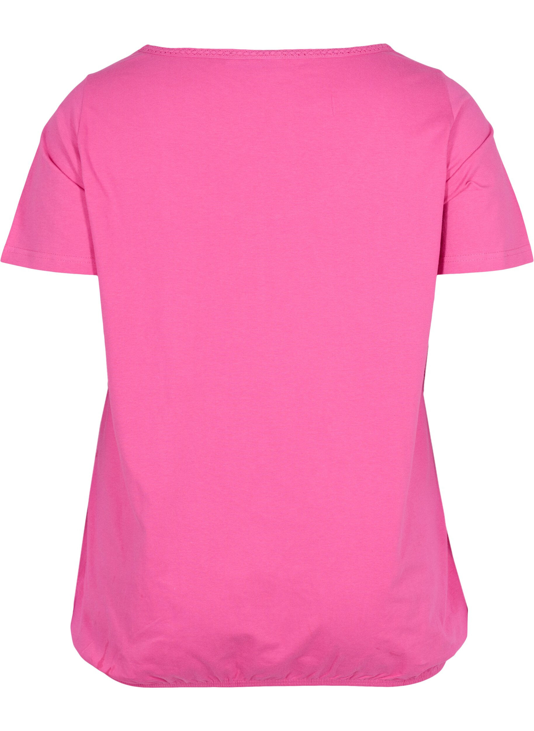 Zizzi T-shirt en coton &agrave; manches courtes, Raspberry Rose, Packshot image number 1
