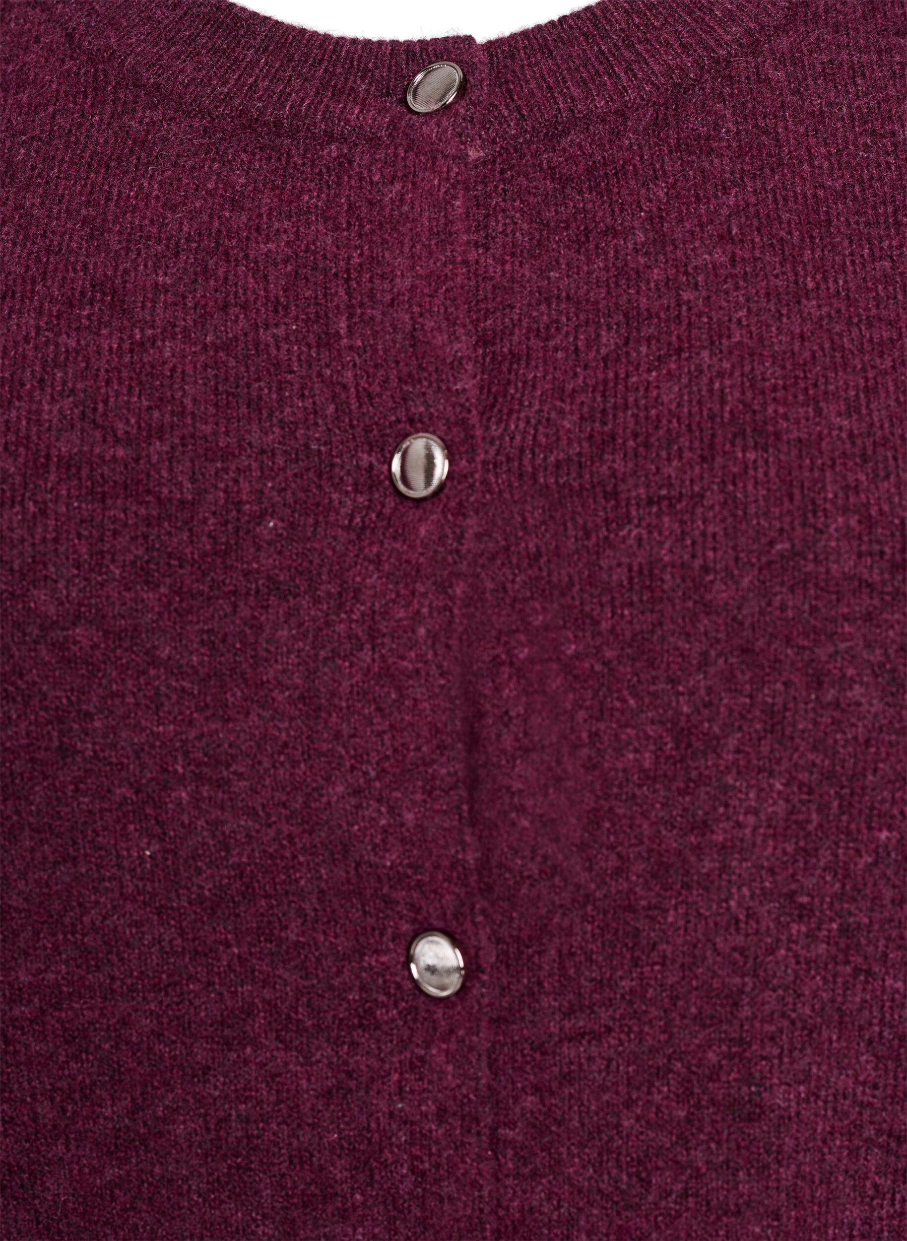 Zizzi Cardigan en tricots &agrave; manches courtes, Bordeaux fonc&eacute;, Packshot image number 2