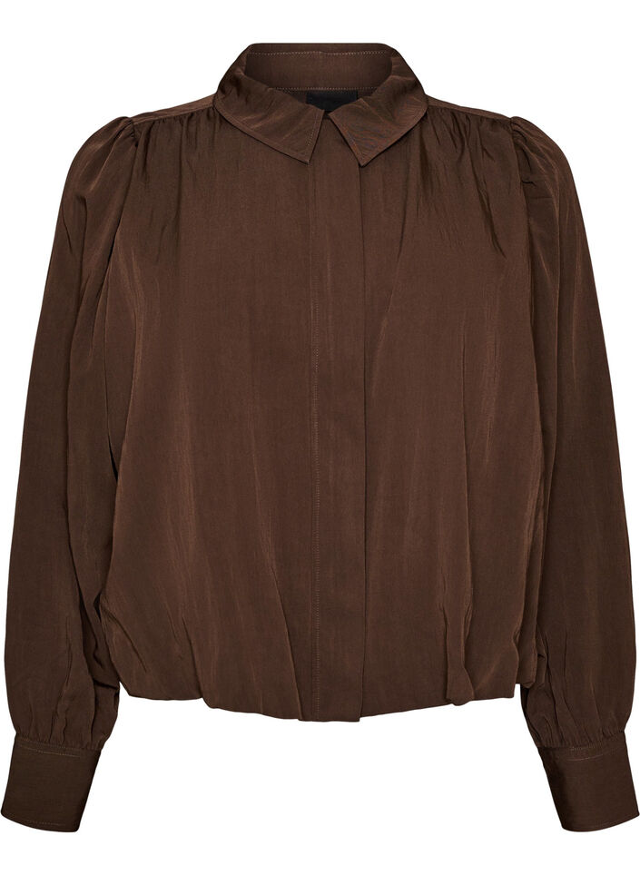 Chemise coupe ballon avec fermeture zipp&eacute;e invisible, Marron, Packshot image number 0
