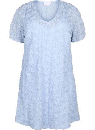Robe de soirée avec fleurs en 3D, Cashmere Blue, Packshot image number 0