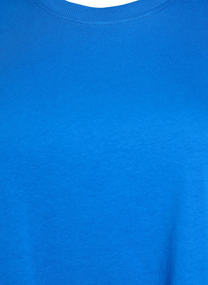 T-shirt basique en coton &agrave; col rond, Bleu, Packshot image number 2