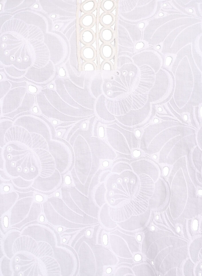 Blouse en coton &agrave; manches longues avec broderie anglaise, Blanc, Packshot image number 2