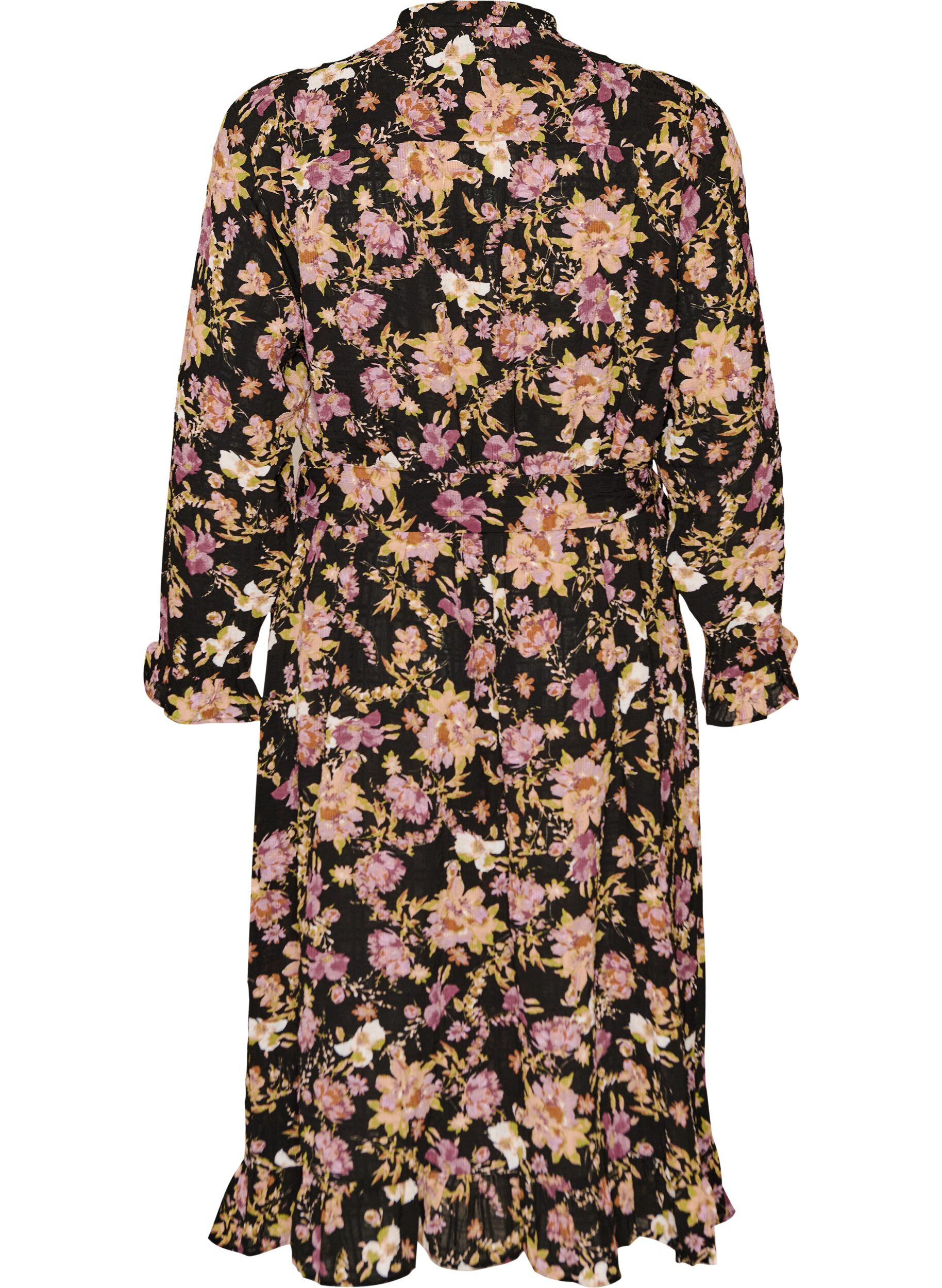 ZizziRobe midi &agrave; imprim&eacute; floral avec ceinture amovible &agrave; nouer, Noir, Packshot image number 1
