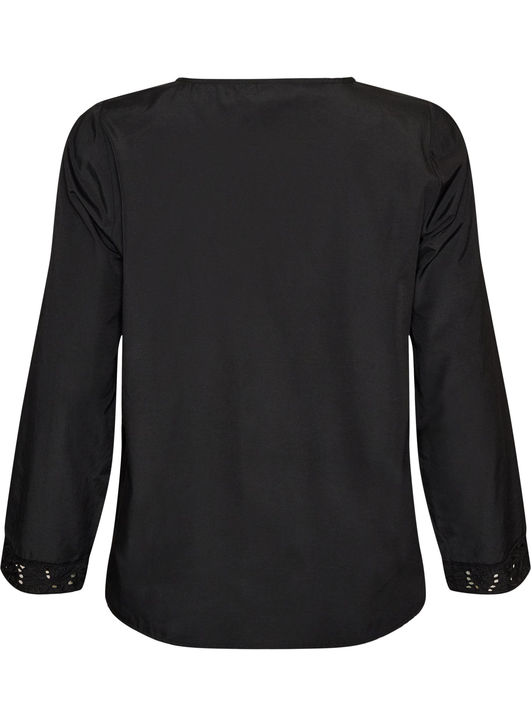 ZizziChemisier avec broderie anglaise, Noir, Packshot image number 1