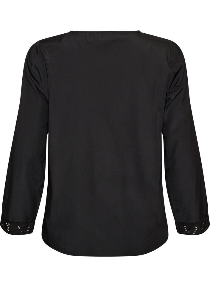 Chemisier avec broderie anglaise, Noir, Packshot image number 1