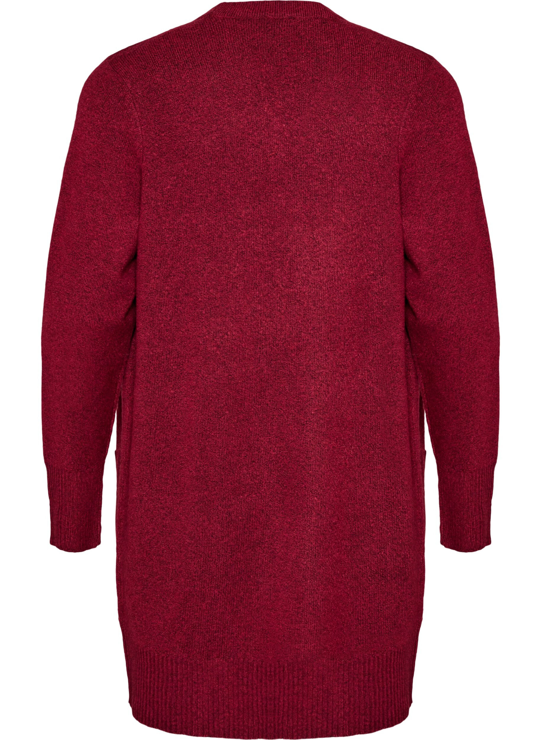 ZizziCardigan en tricot c&ocirc;tel&eacute; avec poches, Bordeaux, Packshot image number 1