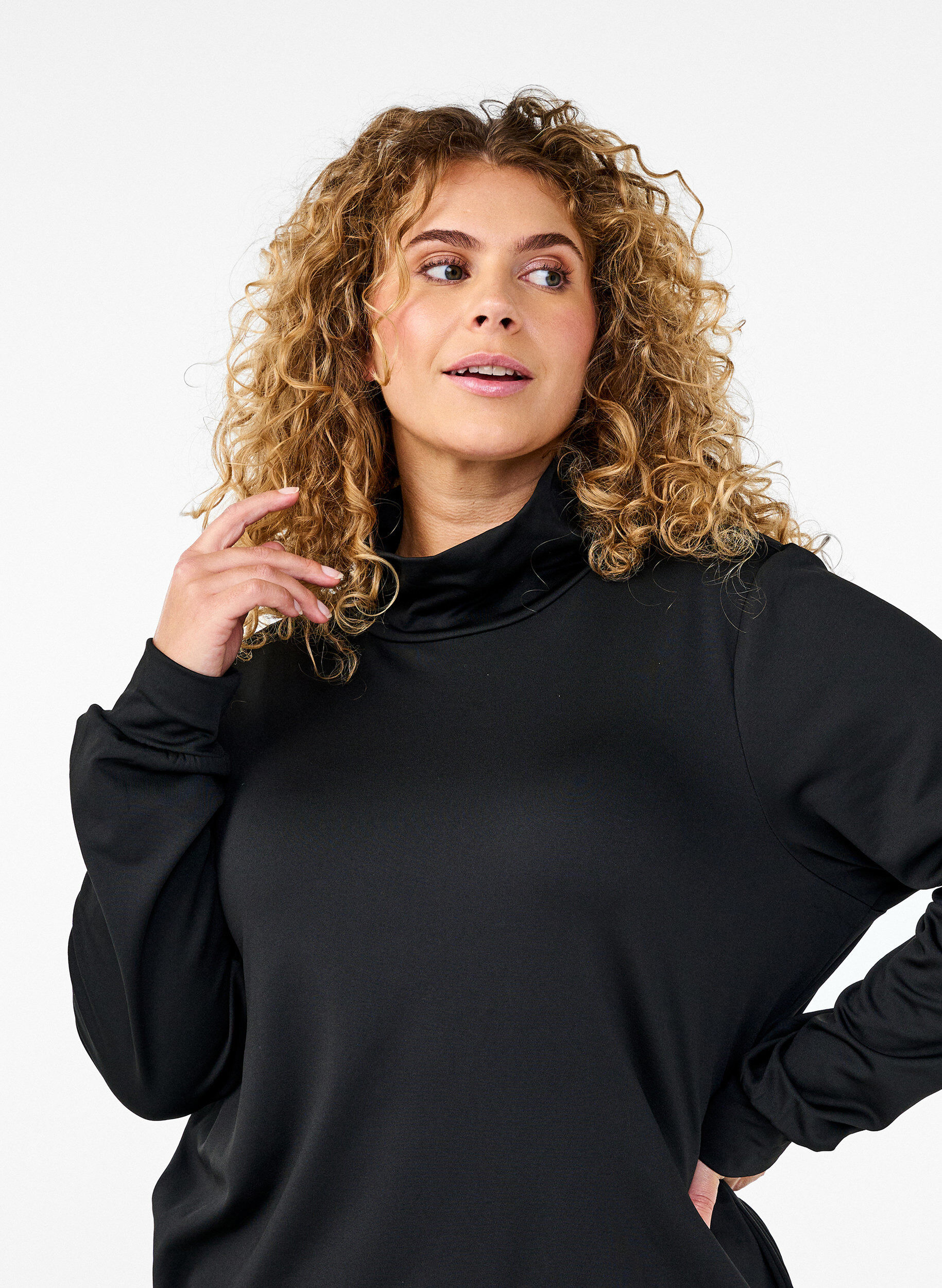 Zizzi Haut de sport &agrave; col montant, Black, Model image number 2