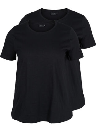 Lot de 2 T-shirt basiques en coton, Black/Black, Packshot image number 0