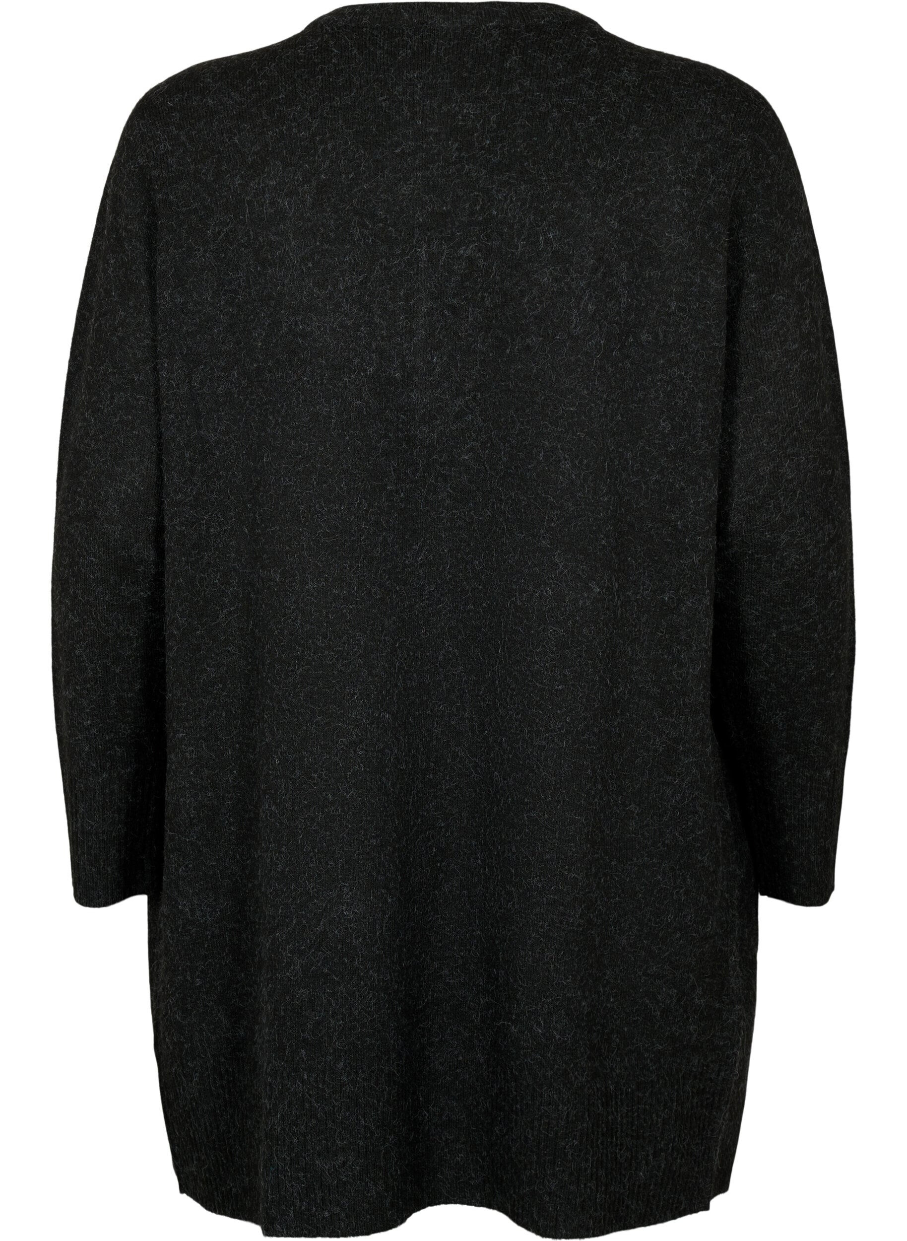 ZizziCardigan tricot&eacute; mouchet&eacute; avec poches, Gris anthracite, Packshot image number 1