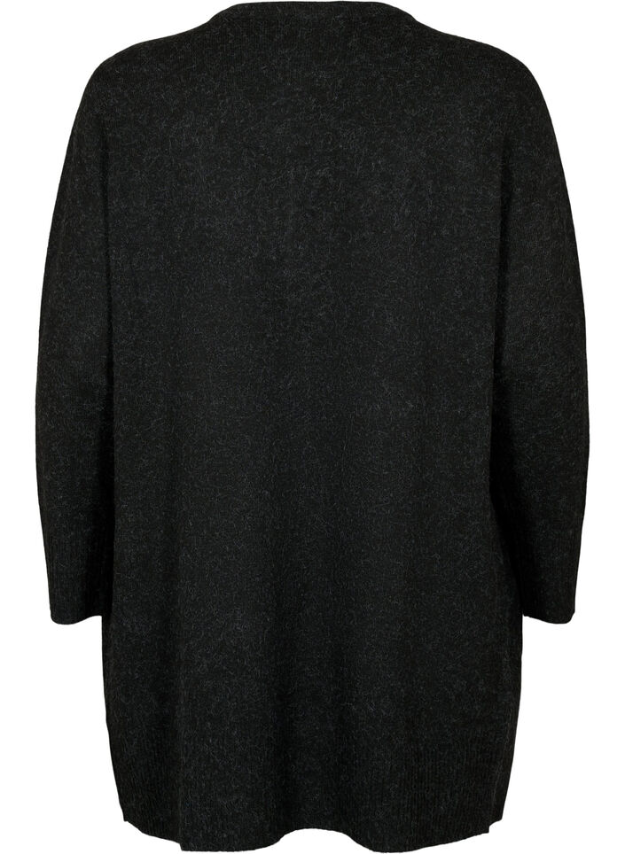 Cardigan tricot&eacute; mouchet&eacute; avec poches, Gris anthracite, Packshot image number 1