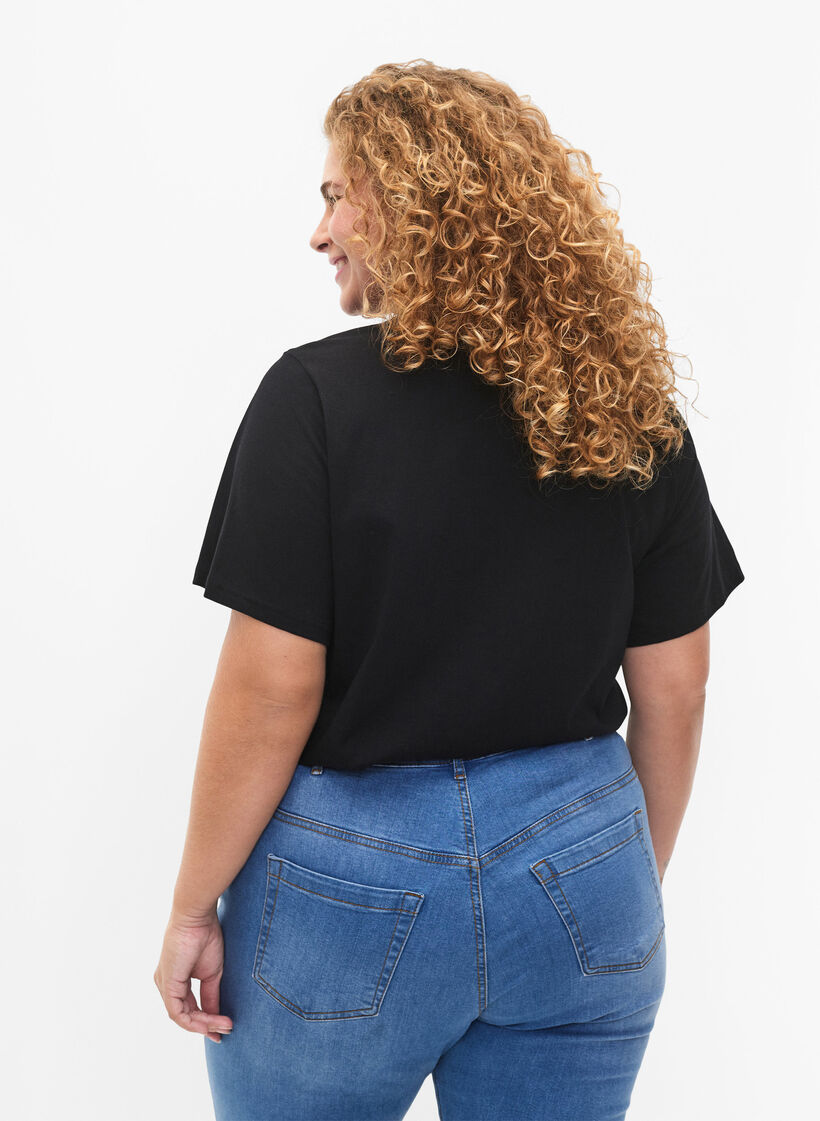 T-shirt en coton biologique avec texte, Black ÉTOILE, Model image number 1