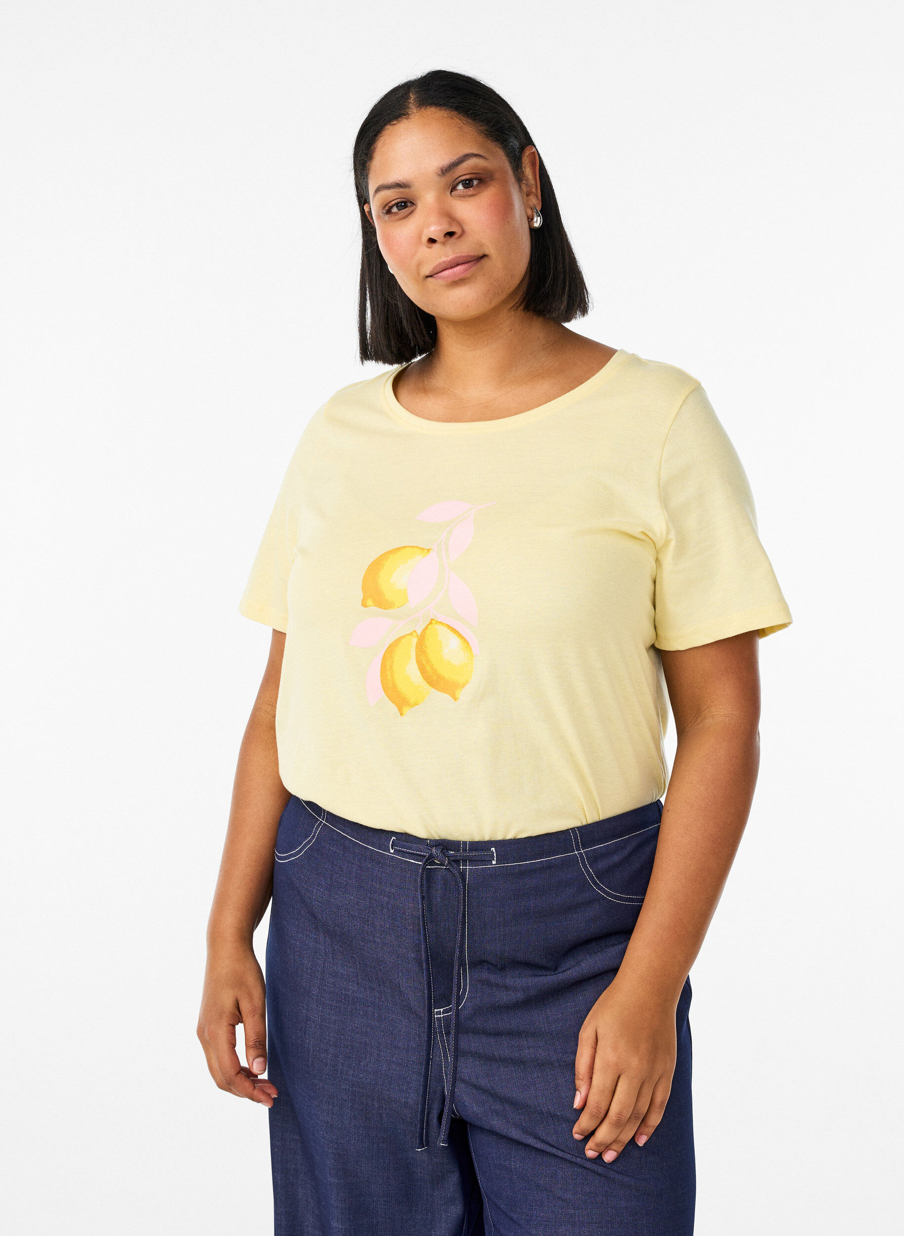 T-shirt imprim&eacute;, Jaune, Model