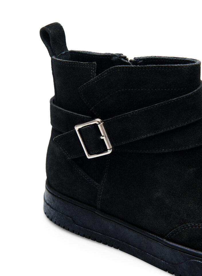 Bottines coupe large en daim, Black, Packshot image number 3
