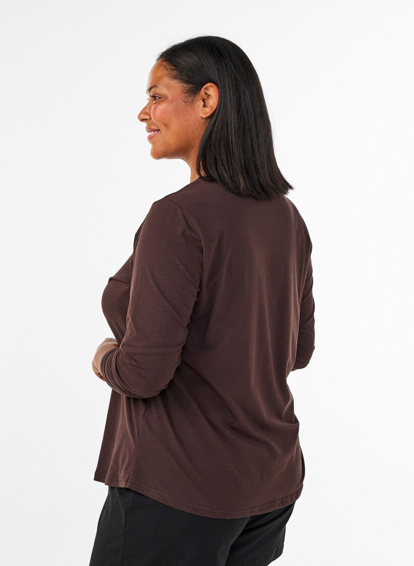 Haut de pyjama en coton &agrave; imprim&eacute; c&oelig;urs, Marron, Model image number 2