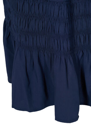 Robe en viscose à manches longues avec détails smock, Navy Blazer, Packshot image number 3