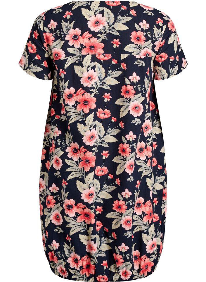 Robe en coton &agrave; manches courtes avec imprim&eacute;, Bleu, Packshot image number 1