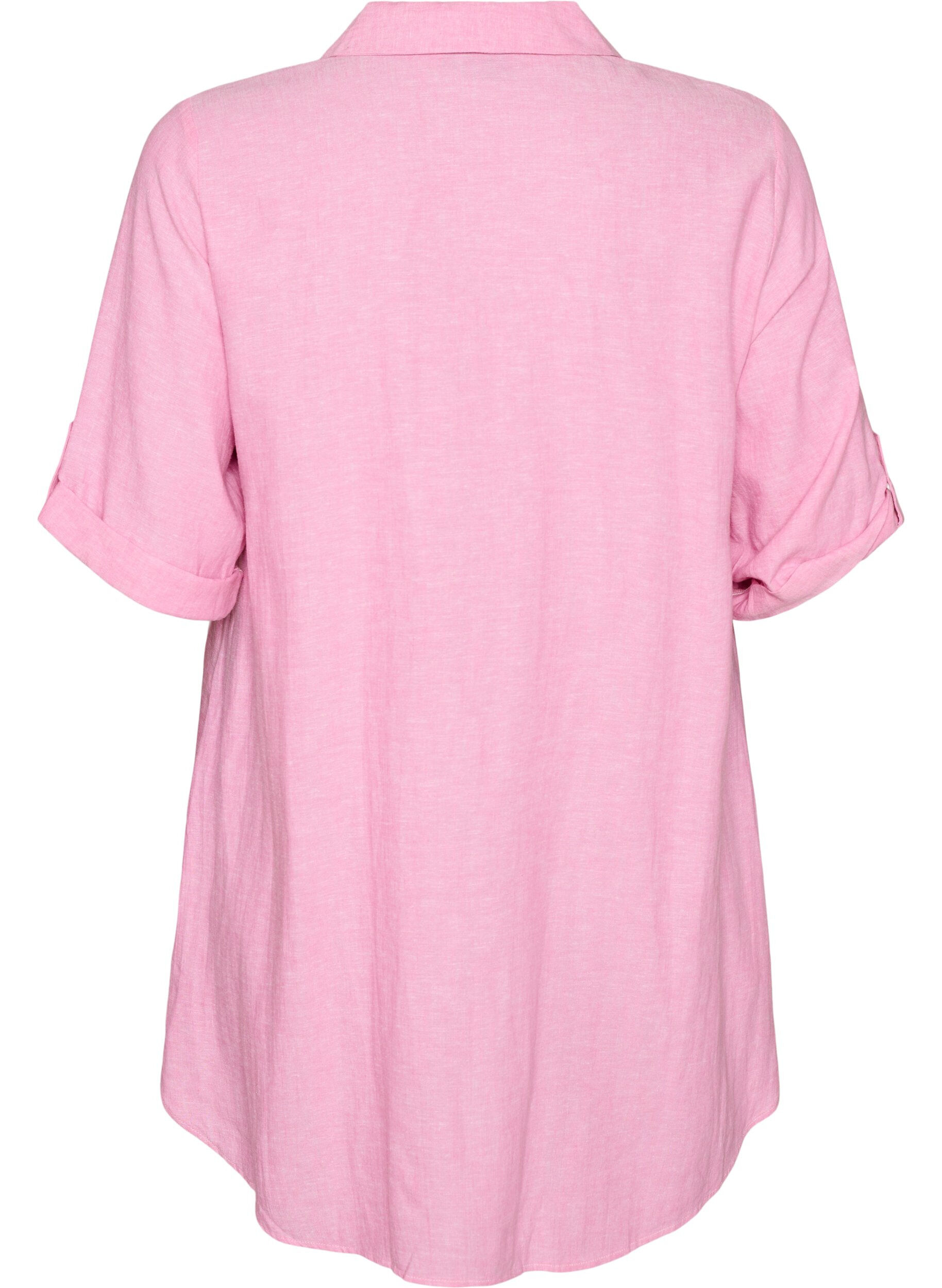 ZizziTunique coupe trap&egrave;ze en lin et viscose, Rose, Packshot image number 1
