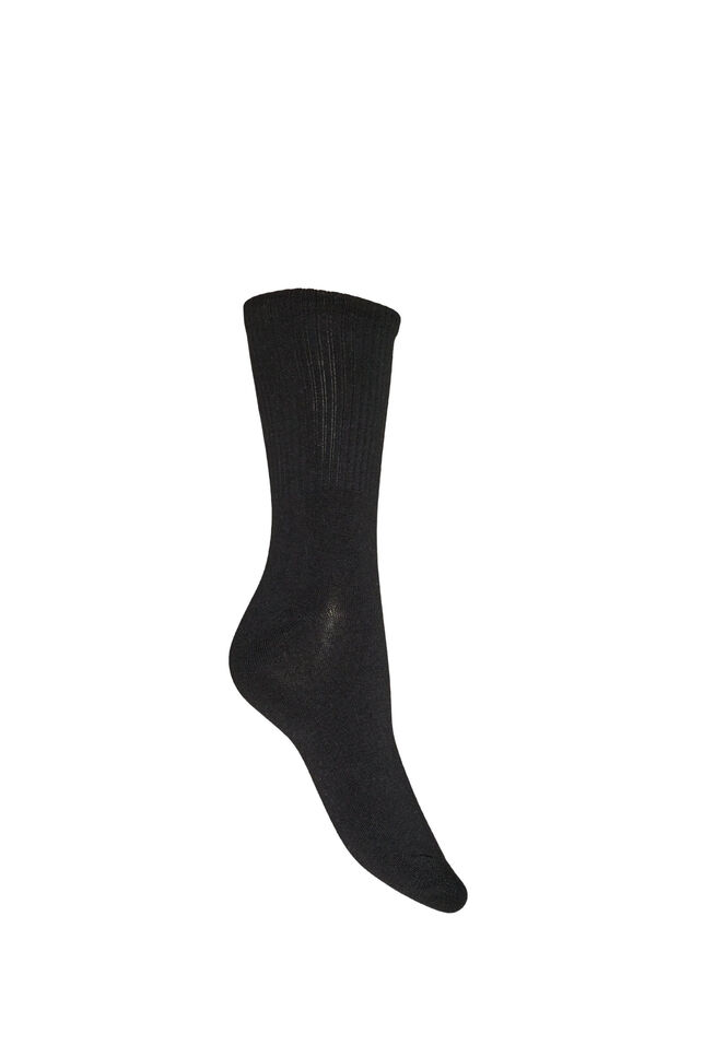 Chaussette c&ocirc;tel&eacute;e en coton, Noir, Packshot image number 1