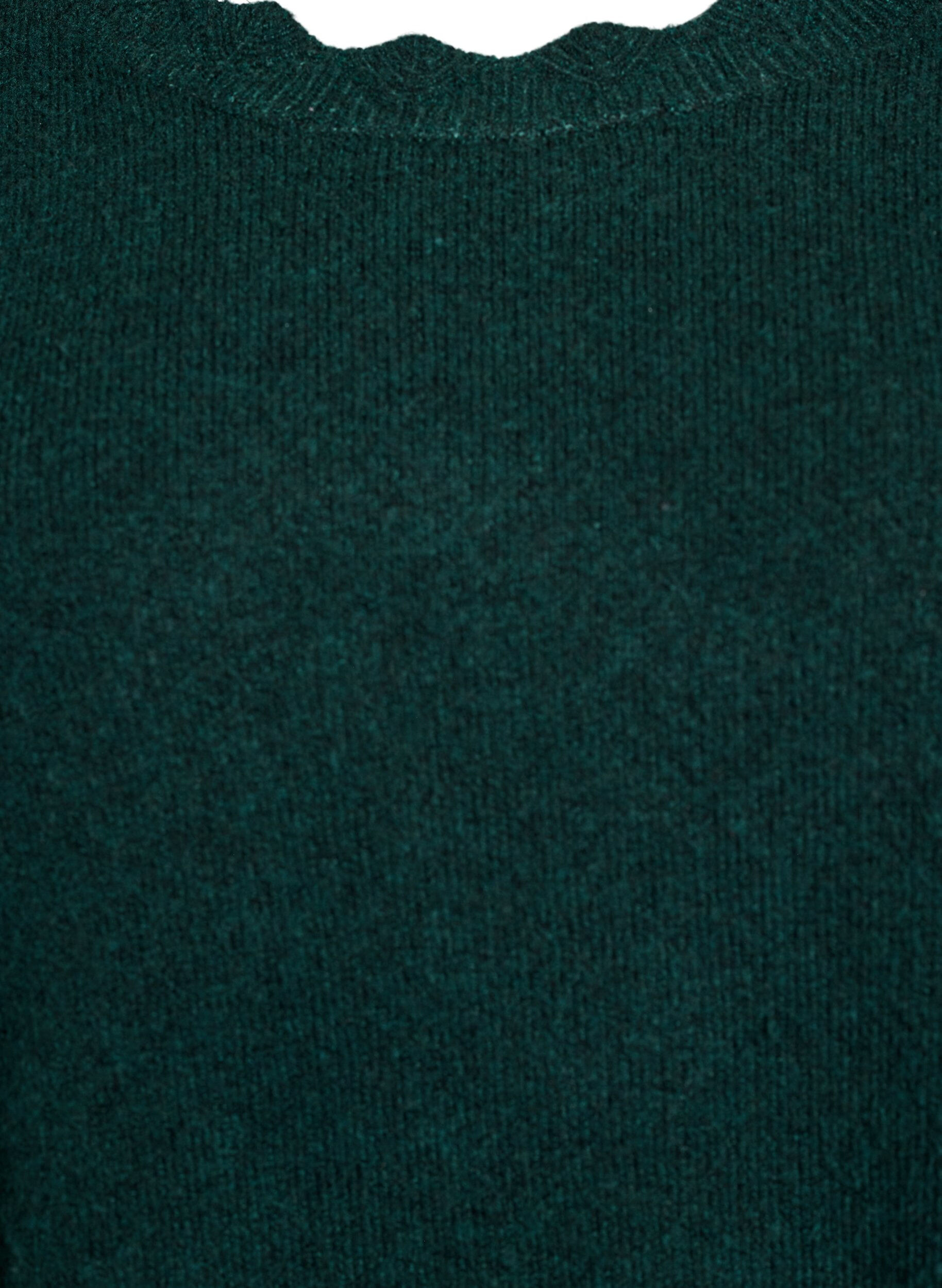 ZizziBlouse en maille &agrave; bords ondul&eacute;s, Vert fonc&eacute;, Packshot image number 2