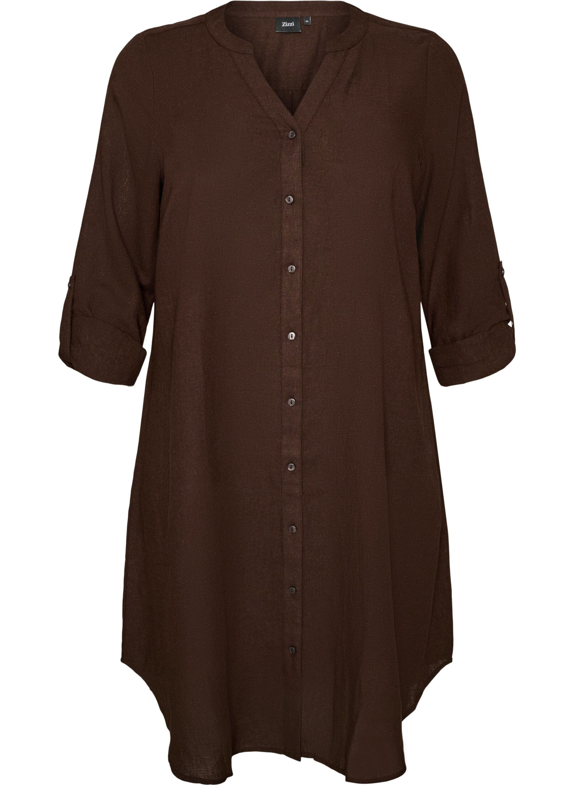 Chemise longue en lin et viscose