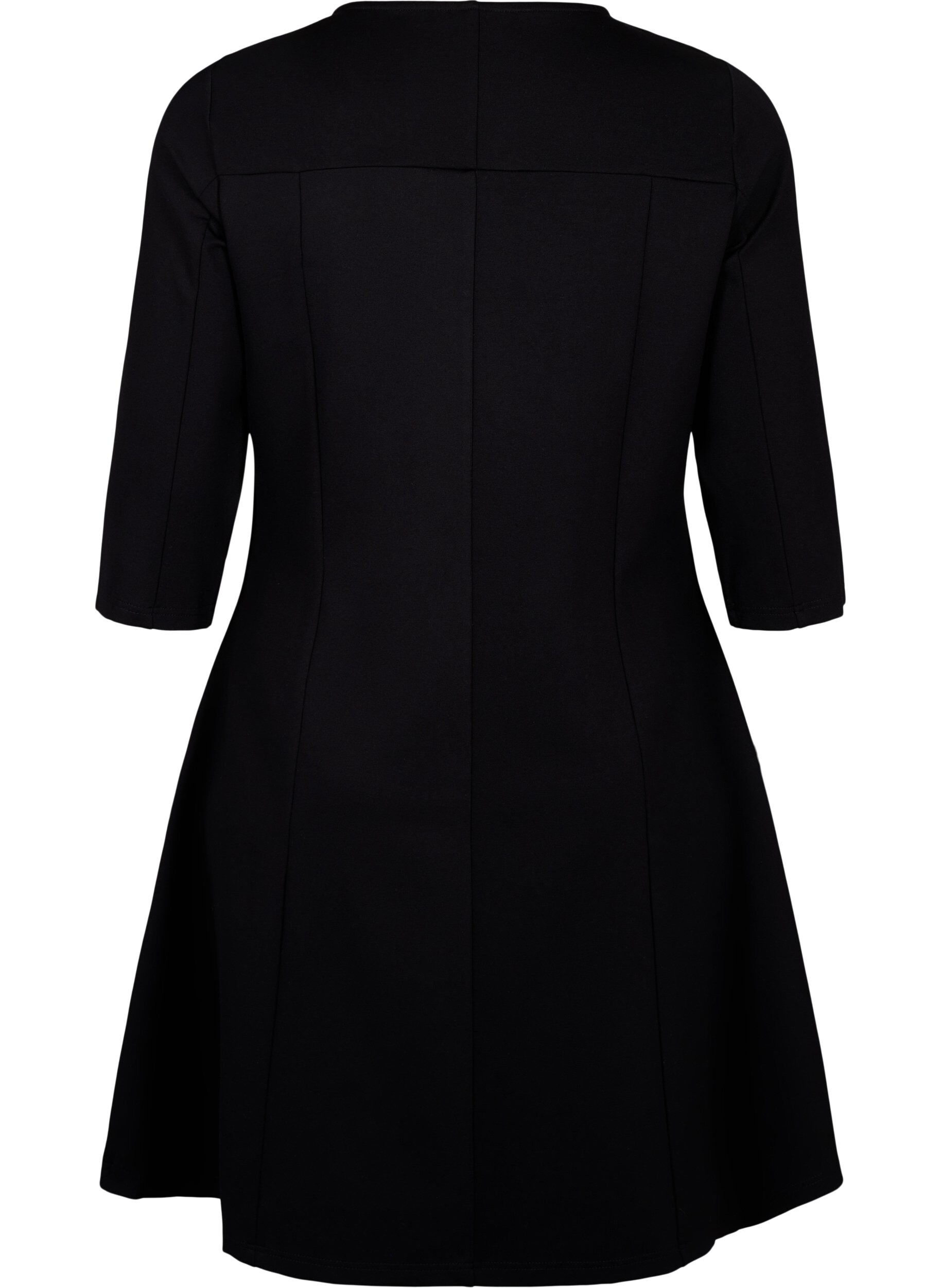 Zizzi Robe &eacute;vas&eacute;e manches 3/4, Noir, Packshot image number 1