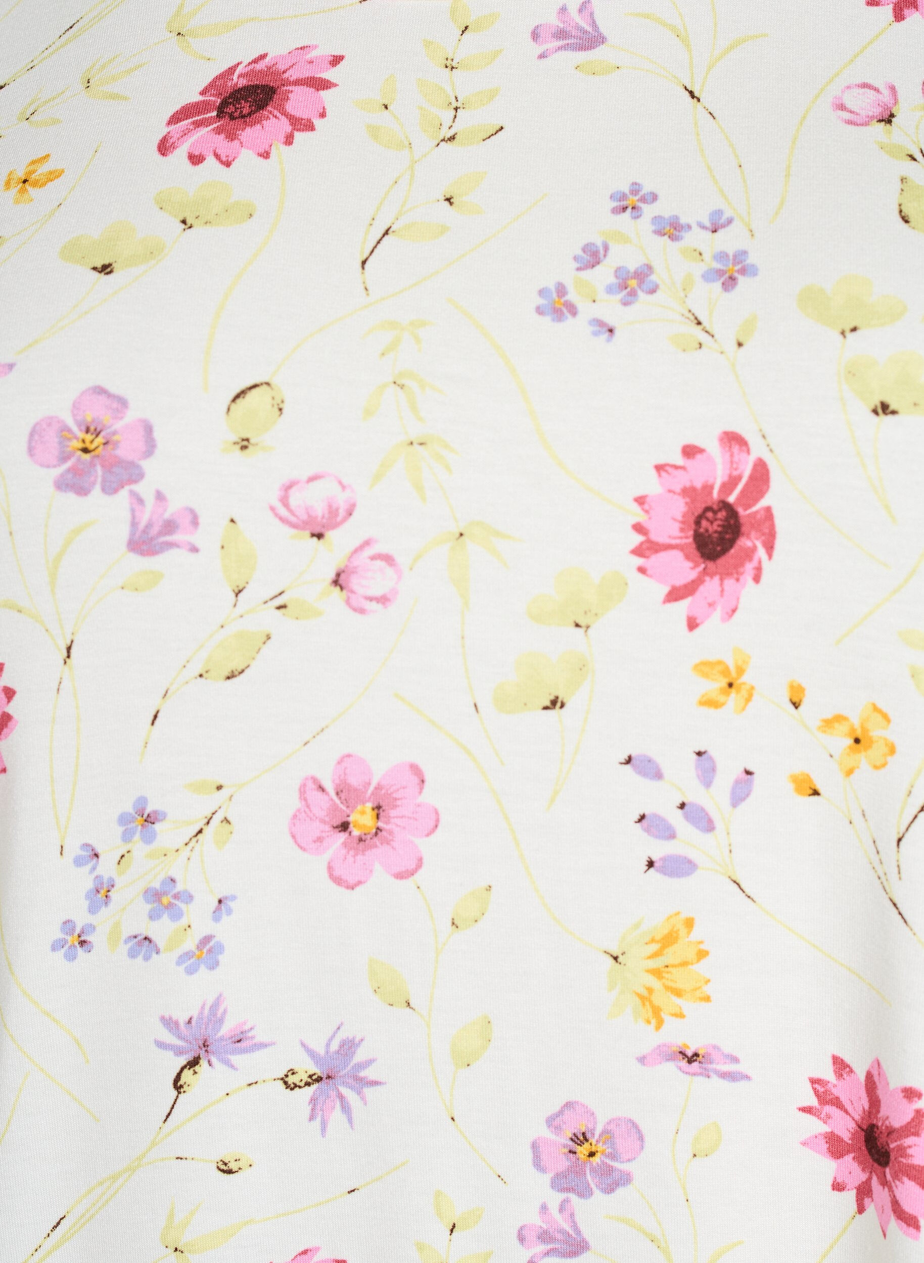 ZizziT-shirt avec imprim&eacute; floral, Blanc, Packshot image number 2