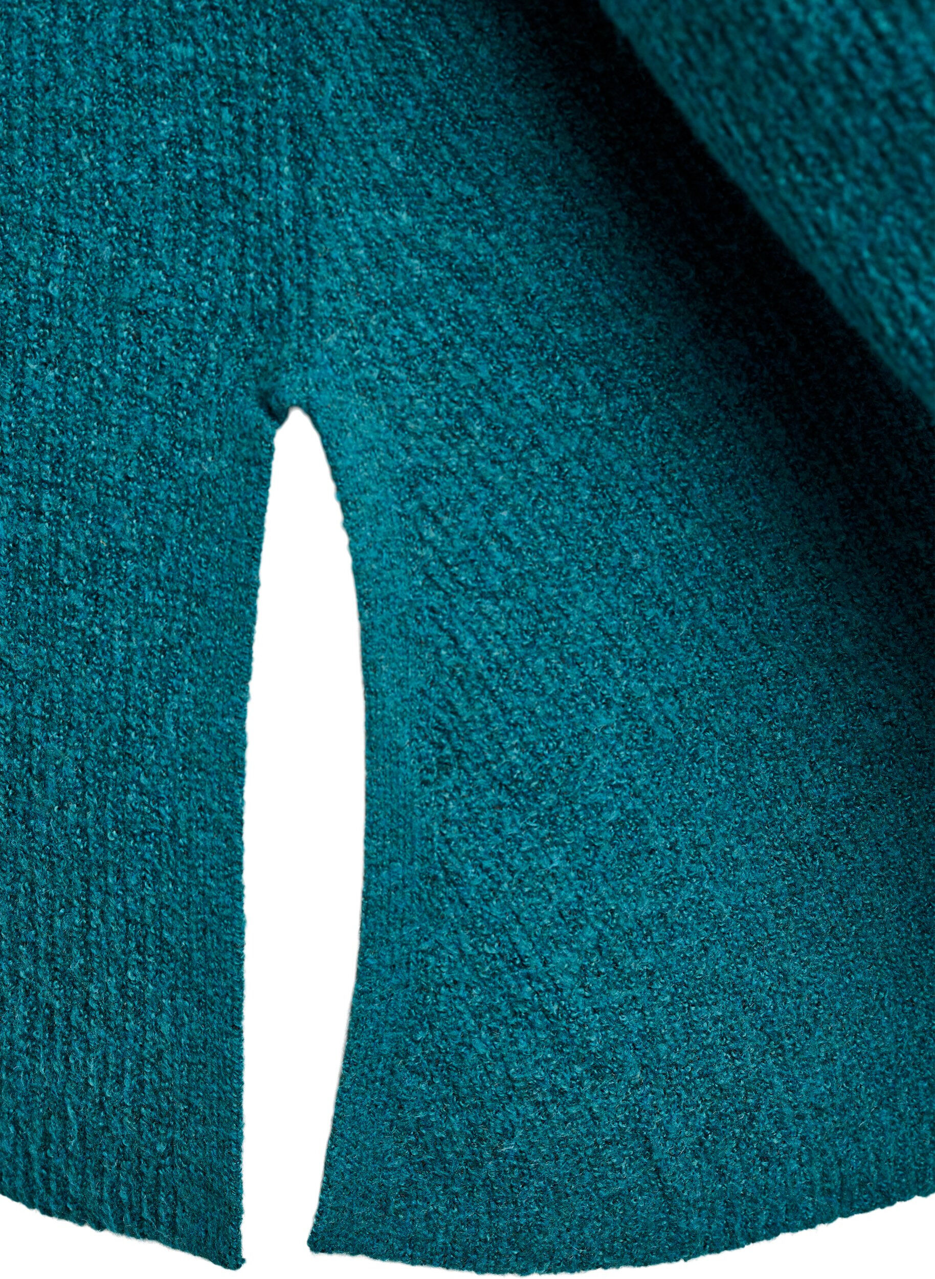 Zizzi Pull en maille &agrave; motif diagonal et manches raglan, Vert, Packshot image number 3