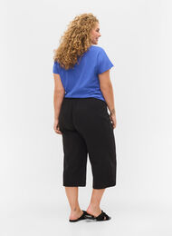 Pantalon 7/8 en coton mélangé avec du lin, Black, Model
