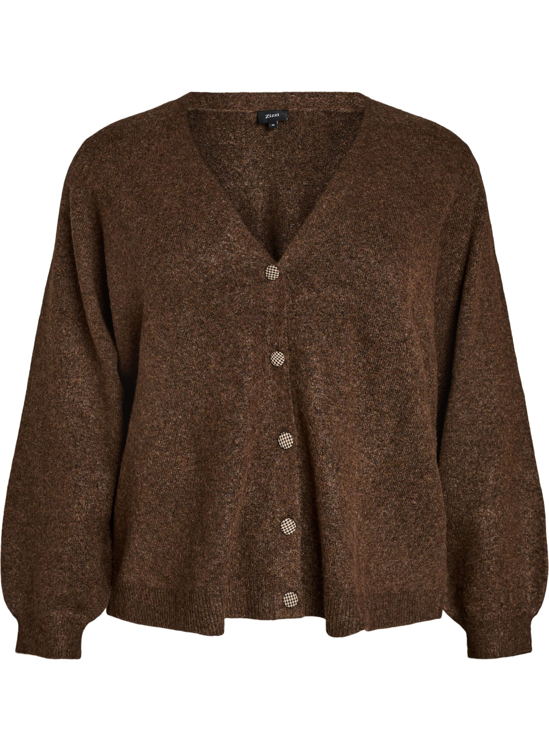 ZizziCardigan avec boutons d&eacute;coratifs et col en V, Marron, Packshot image number 0