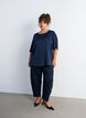 Blouse en satin &agrave; manches au coude, Bleu, Model image number 1