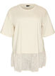 T-shirt ample avec large bordure en dentelle, Vanille, Packshot image number 0