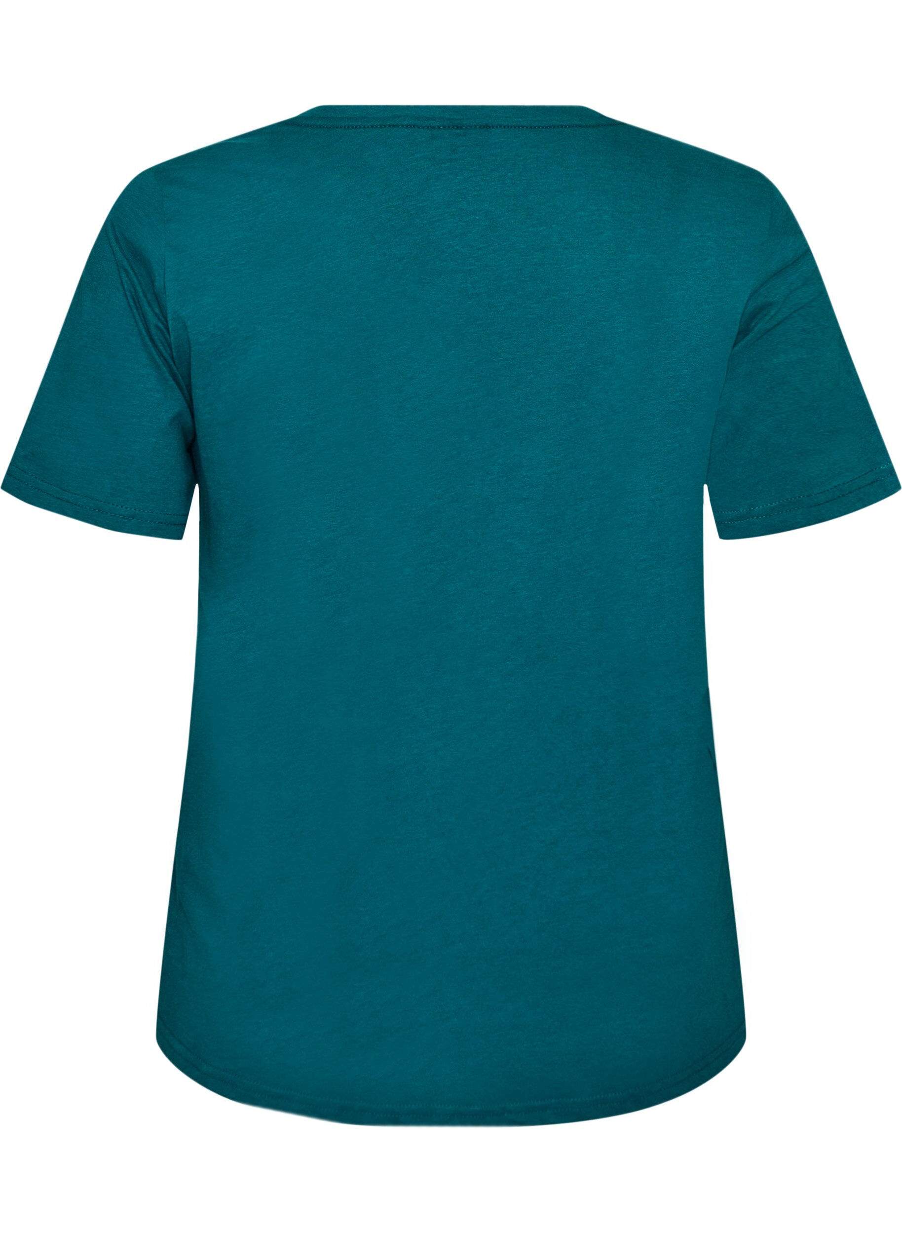 Zizzi T-shirt col V, Vert fonc&eacute;, Packshot image number 1