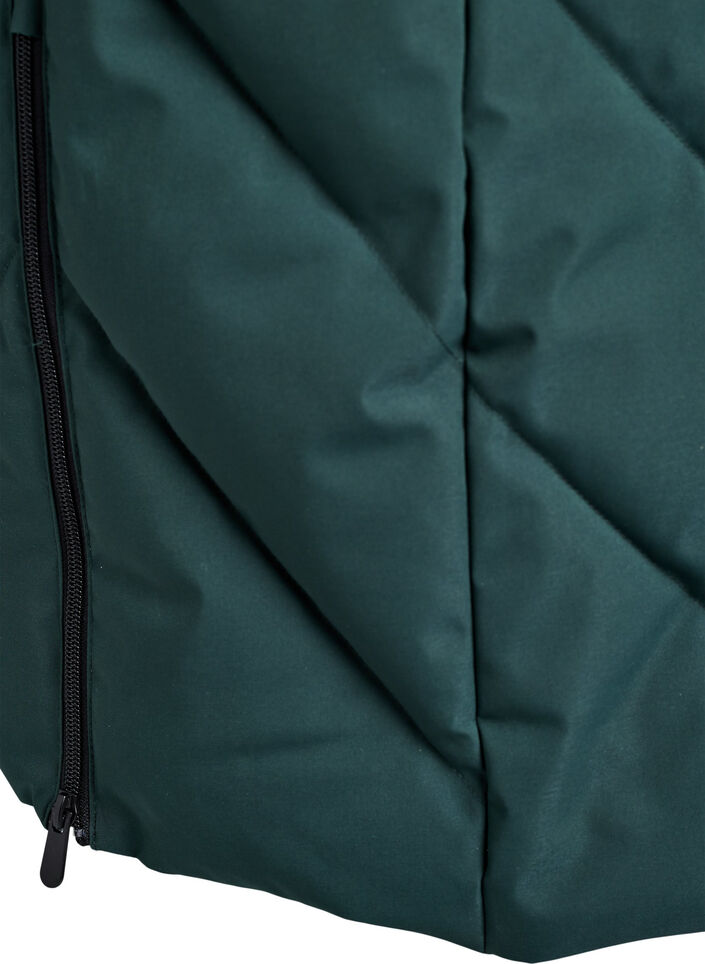 Long manteau d'hiver &agrave; fermeture &agrave; attaches et col en fausse fourrure, Vert fonc&eacute;, Packshot image number 4