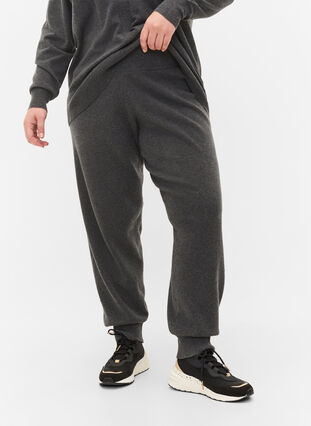 Pantalon en maille mélangé en viscose, Dark Grey Melange, Model image number 2