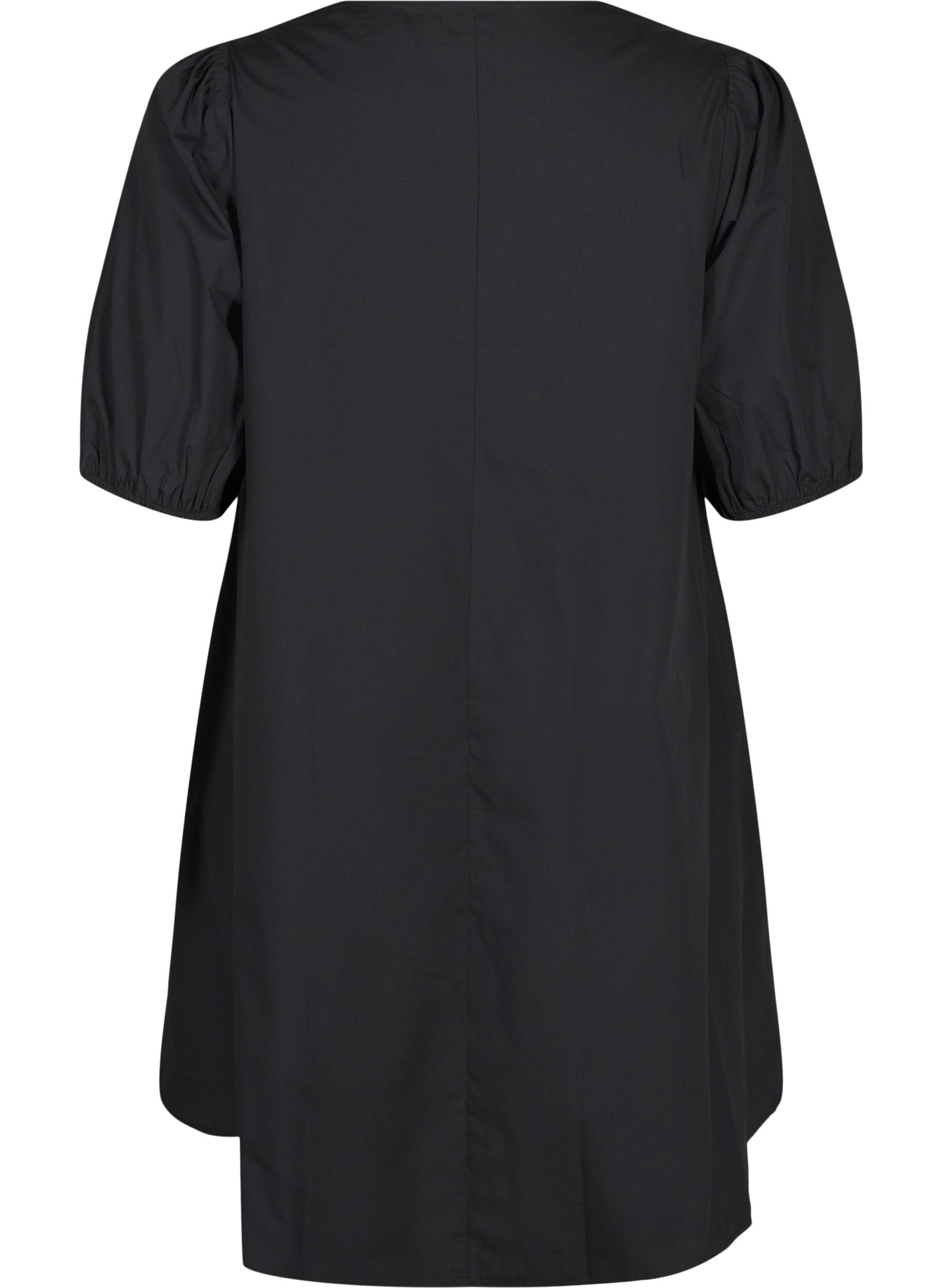 Zizzi Robe courte avec d&eacute;tails en dentelle, Black, Packshot image number 1