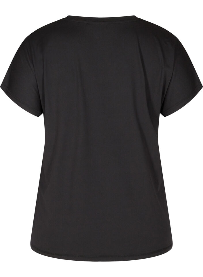 T-shirt de sport ample avec col en v, Noir, Packshot image number 1