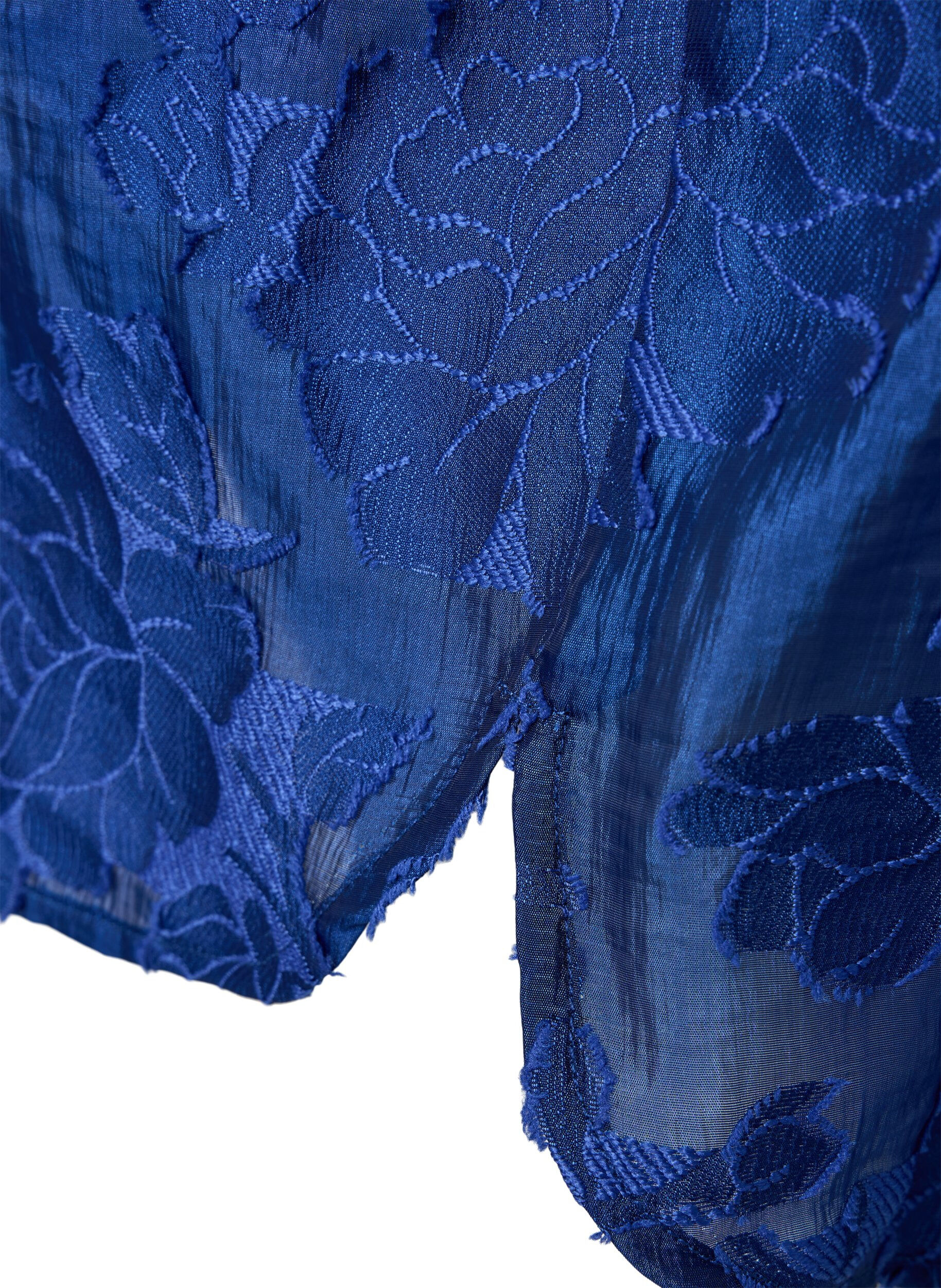Zizzi Chemise longue en jacquard, Mazarine Blue, Packshot image number 3