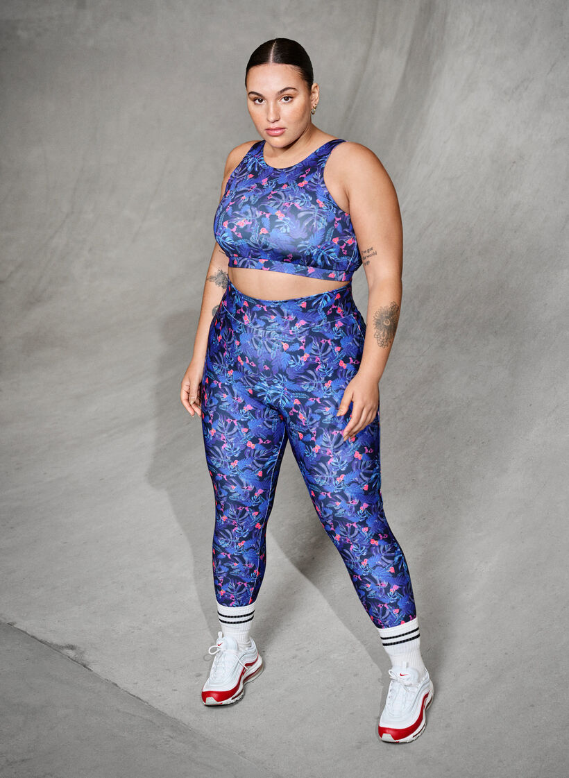 Soutien-gorge de sport avec imprimé, Blue Leaf AOP, Image image number 0