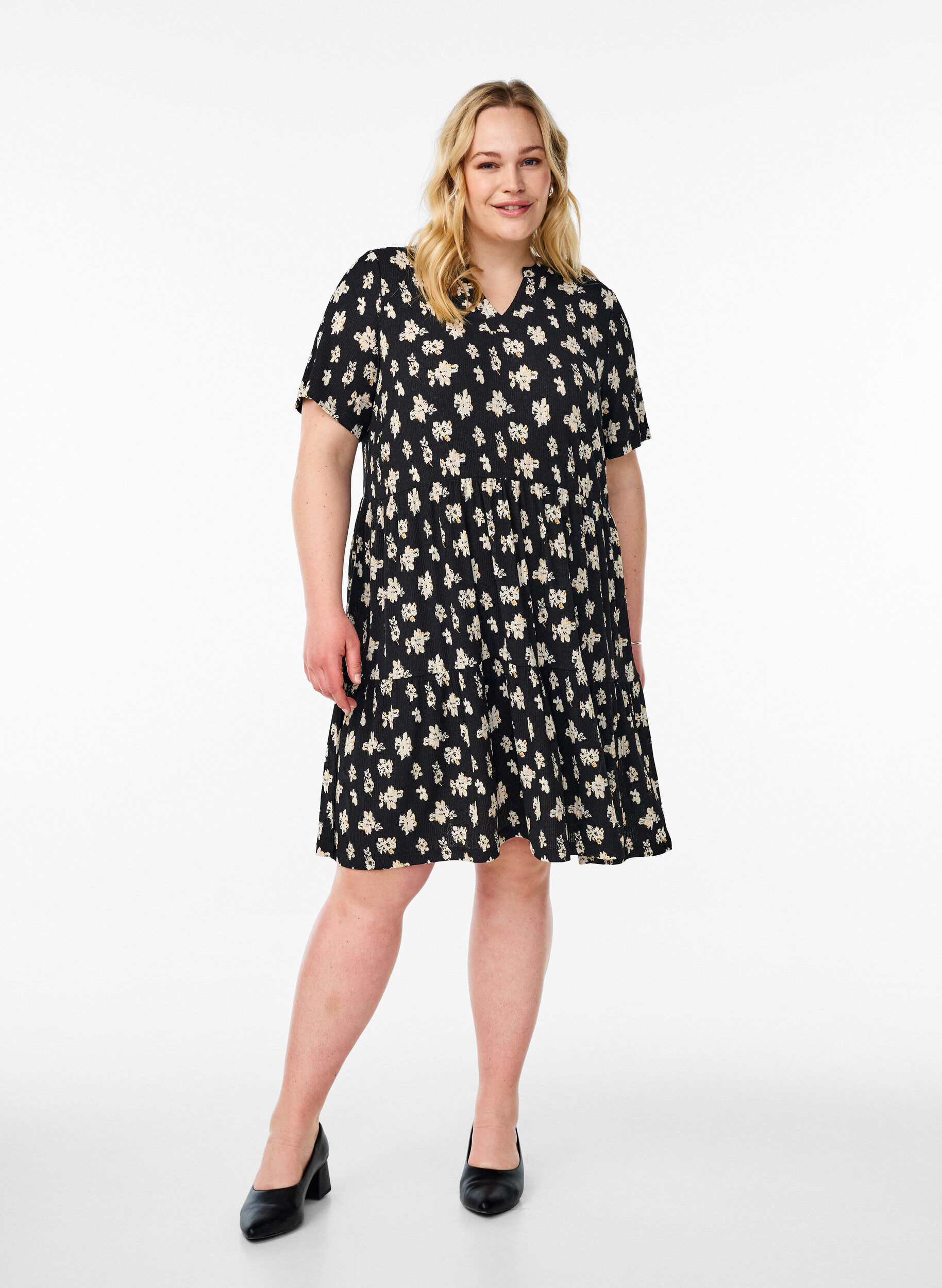 ZizziRobe &agrave; motifs avec empi&egrave;cements, Noir, Model image number 1